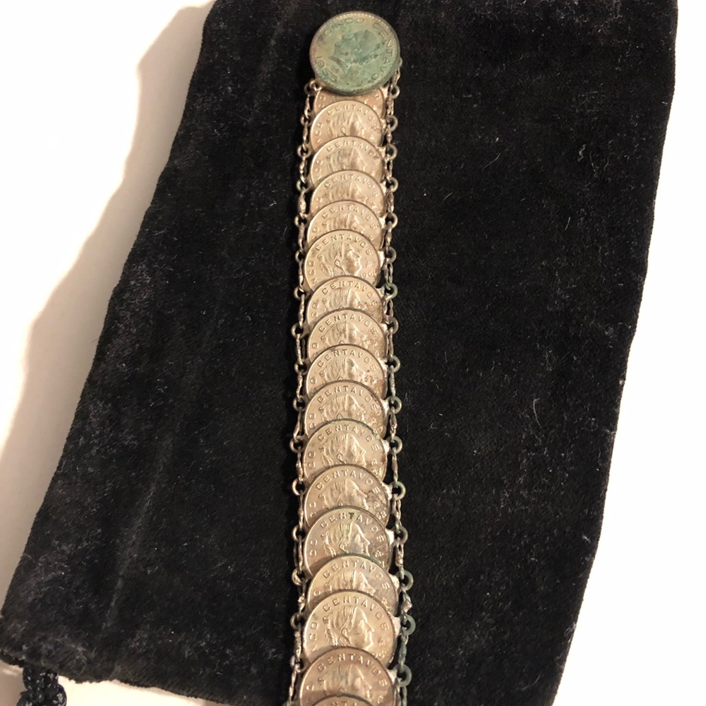 Antique Mexican coin bracelet